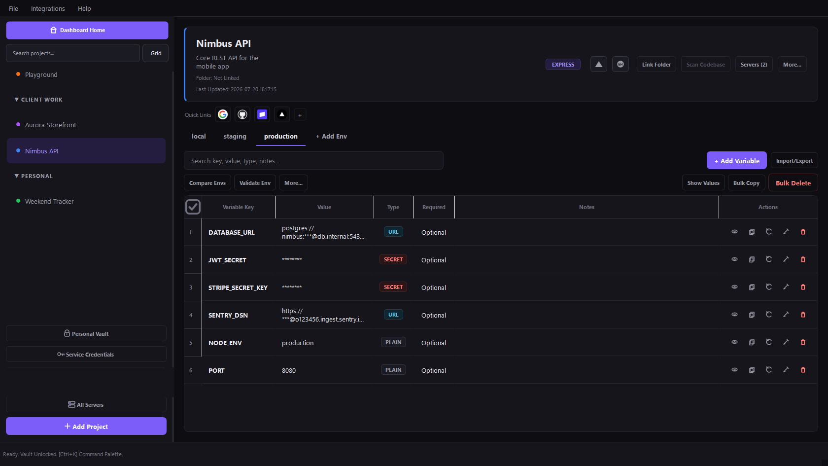 Developer Vault Dark Mode
