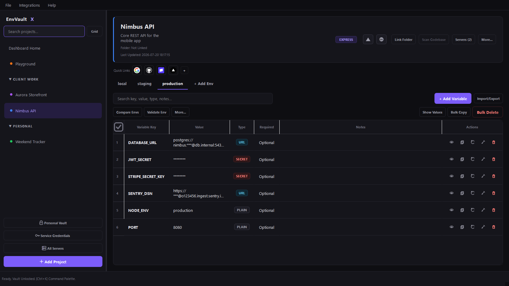 Developer Vault Dark Mode